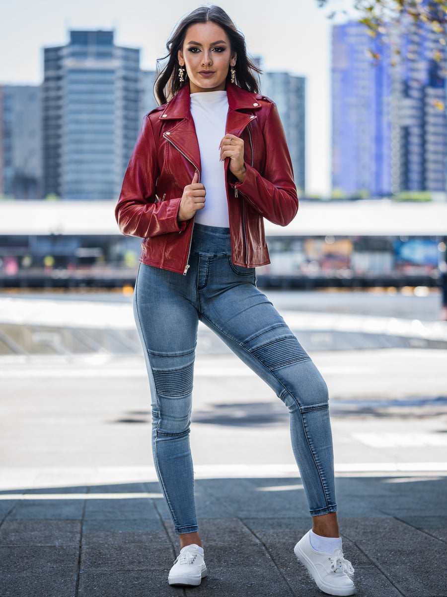 ZELDA RED LEATHER JACKET