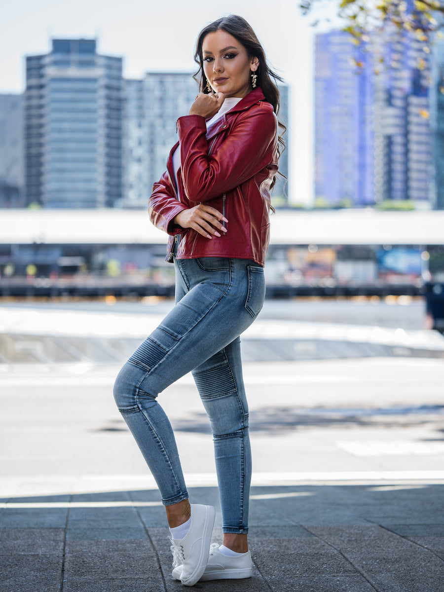 ZELDA RED LEATHER JACKET