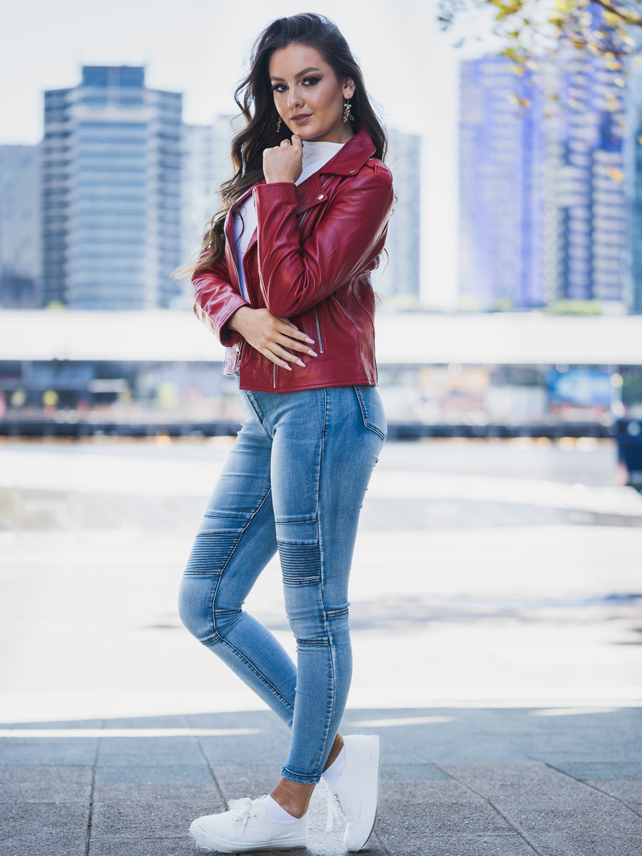 ZELDA RED LEATHER JACKET