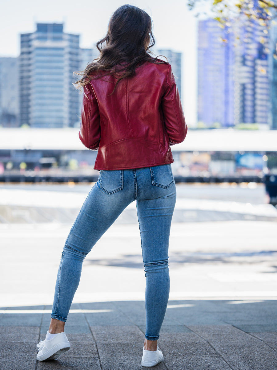 ZELDA RED LEATHER JACKET