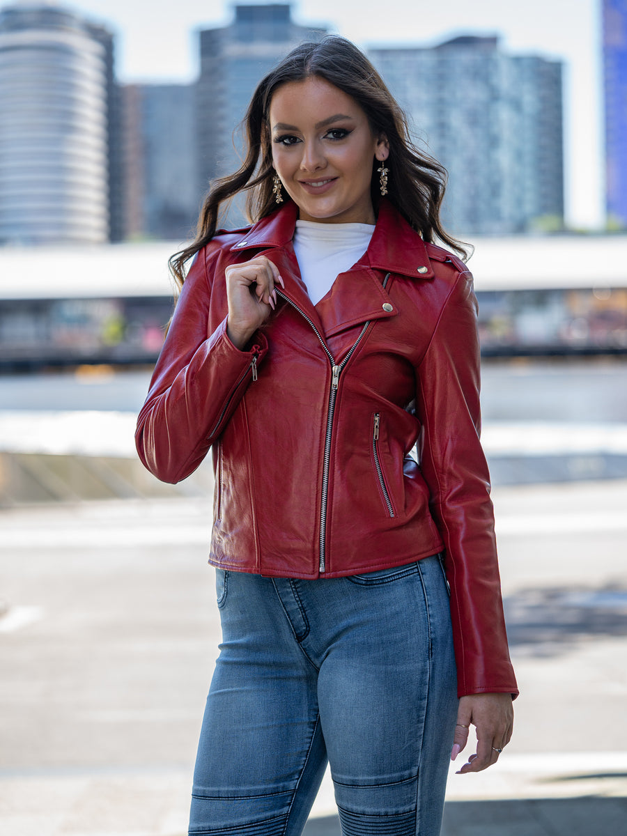 ZELDA RED LEATHER JACKET