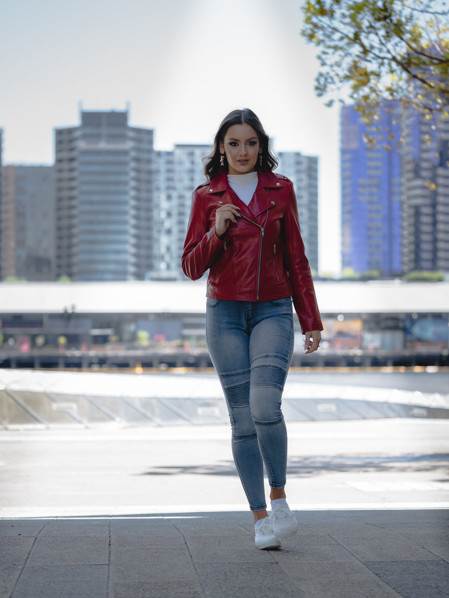 ZELDA RED LEATHER JACKET
