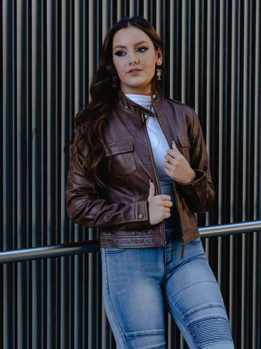 VALENCIA BROWN LEATHER JACKET