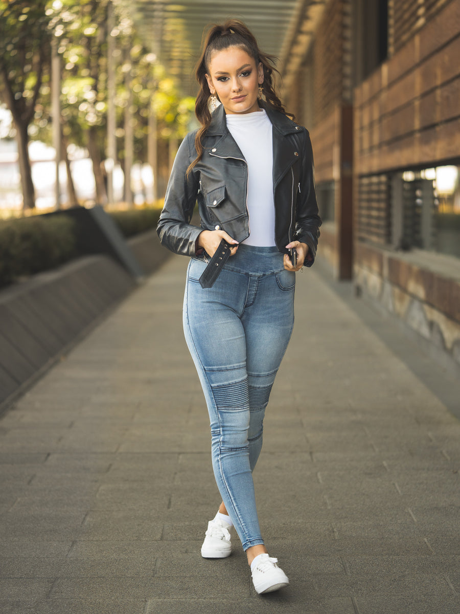 ELLA BELTED BLACK LEATHER JACKET