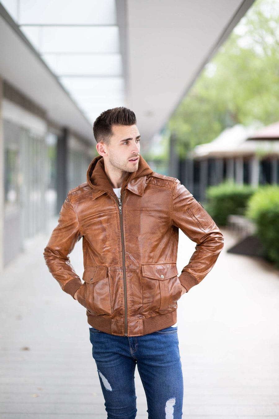ARLO HOOD LEATHER JACKET