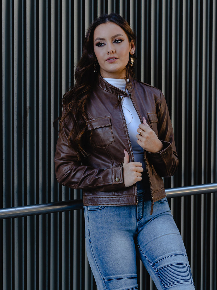 VALENCIA BROWN LEATHER JACKET