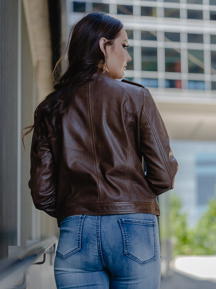 VALENCIA BROWN LEATHER JACKET