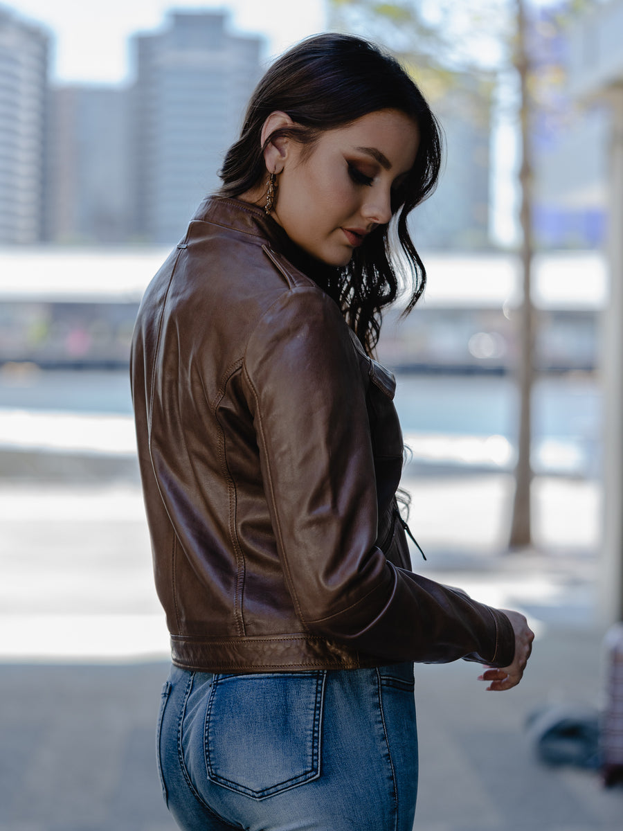 VALENCIA BROWN LEATHER JACKET