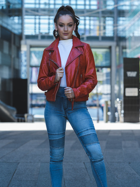 WILLA RED LEATHER JACKET